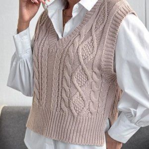 The Apricot Cable Knit Sweater Vest